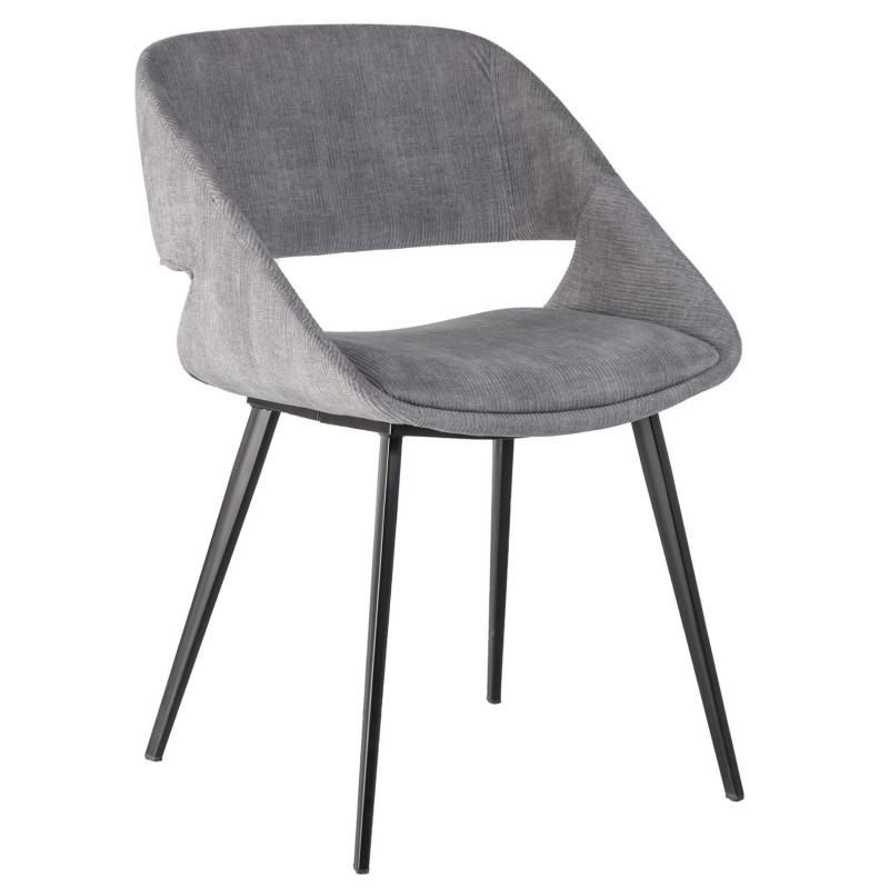 Chaise PERFY  - Velours côtelé & bois de Noyer