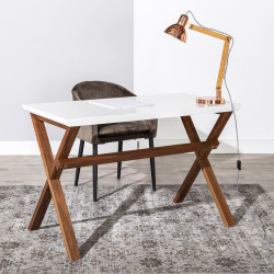 Bureau BAKI - Blanc perle & Chêne