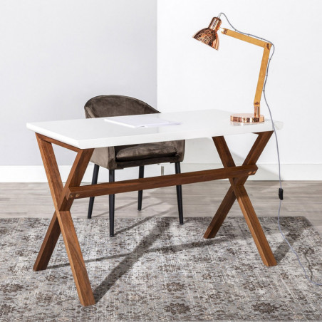 Bureau BAKI - Blanc perle & Chêne Bureau BAKI - Blanc perle & Chêne