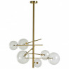Suspension GLOBUS 9 globes Curve - Laiton patiné & Verre opalin