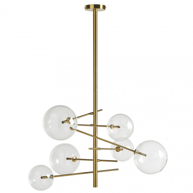 Suspension GLOBUS 9 globes Curve - Laiton patiné & Verre opalin