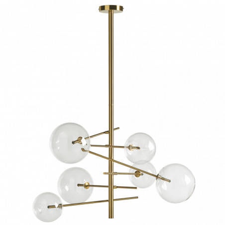Suspension GLOBUS 9 globes Curve - Laiton patiné & Verre opalin Suspension GLOBUS 9 globes Curve - Laiton patiné & Verre opalin