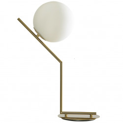Lampe à poser COSMO - Laiton doré & Verre opalin