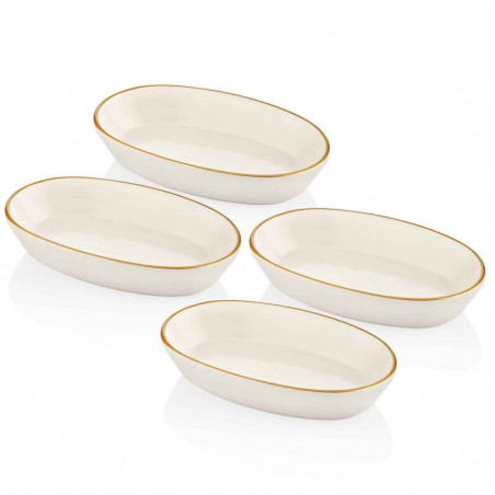 Set de 4 plats 17cm - MUST - Blanc & Or Set de 4 plats 17cm - MUST - Blanc & Or