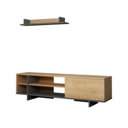 Meuble télé AURA - Chêne & Anthracite