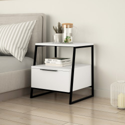 Table de chevet SHANY - Blanc ou Taupe