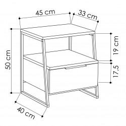Table de chevet SHANY - Blanc ou Taupe