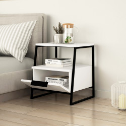 Table de chevet SHANY - Blanc ou Taupe