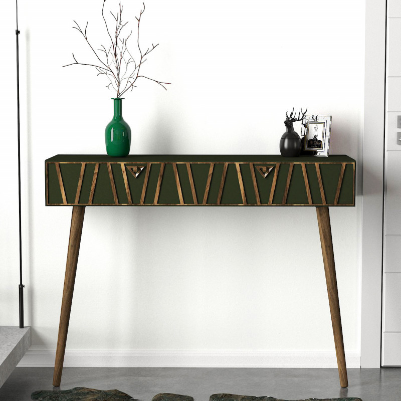 Console TIMOURY - Noyer & Vert Garden
