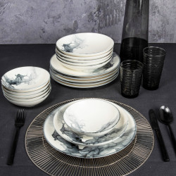 Service de table 24 pièces - MUST - Blanc & Or