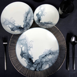 Service de table 24 pièces - MUST - Blanc & Or