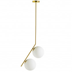 Suspension COSMO duo - Laiton doré & Verre opalin
