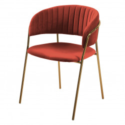 Fauteuil VAMY Velvet Coral & Gold
