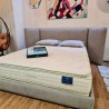 Lit double FRIDA - Toile taupe & chevrons