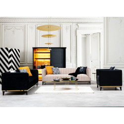Canapé 3 places POROTTO - Black velvet & Gold