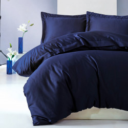 Parure de lit satin de coton ROSEY Bleue - 2 places - 240x260cm
