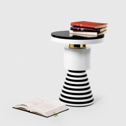 Duo de tables CASALTO - Acier, céramique émaillé & Laiton doré