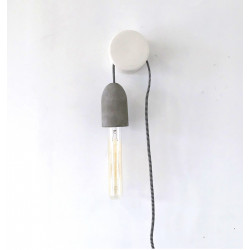 SUSPENSION DOUILLE BETON OU BOIS + AMPOULE EDISON SELON DISPO