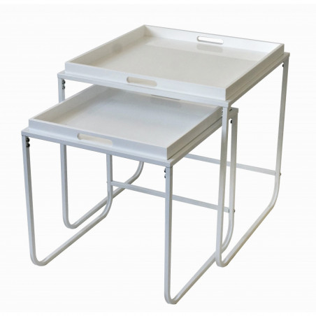 Duo de tables plateau SERVY White Duo de tables plateau SERVY White