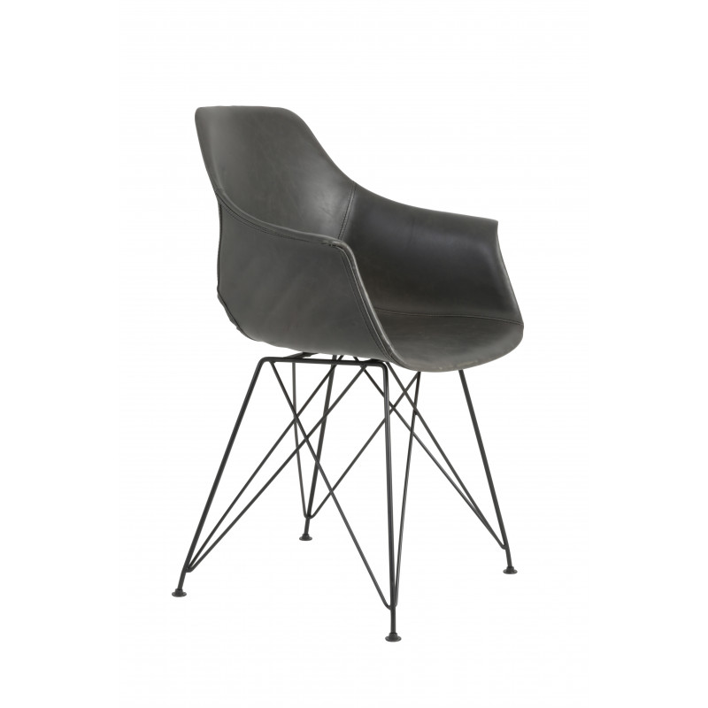 Chaise SANTOS cuir Ardoise