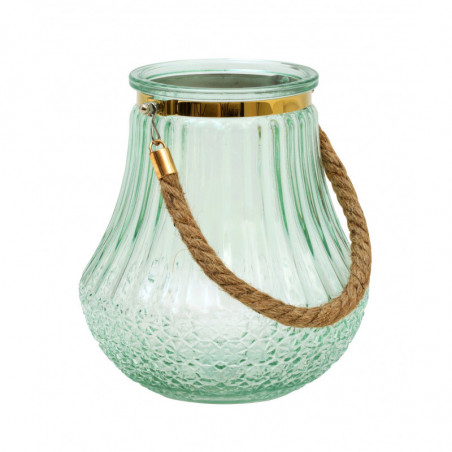 Photophore / Vase - verre soufflé & gravé Pastel Green & Gold Photophore / Vase - verre soufflé & gravé Pastel Green & Gold