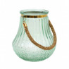 Photophore / Vase - verre soufflé & gravé Pastel Green & Gold