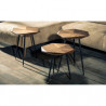 Trio de tables STOCKHOLM - Noyer / Laiton doré