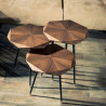 Trio de tables STOCKHOLM - Noyer / Laiton doré