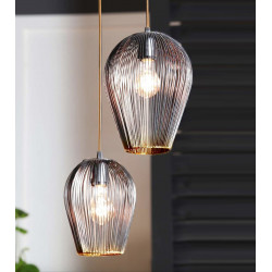 SUSPENSION YAPY - Acier argent brut / Bronze doré