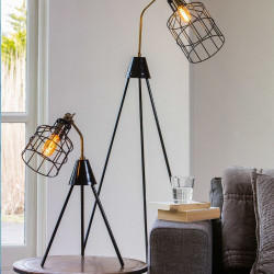 Lampe tripod à poser ALBAN - Bronze & Noir laqué