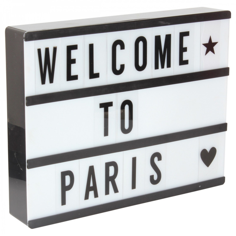Boîte d'affichage lumineuse 32x25cm - Black - 100 Lettres