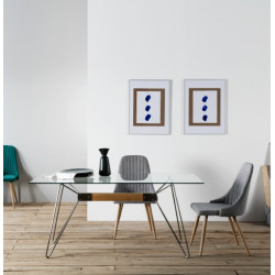 Table ZELIA - Brushed steel & Oak
