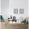 Table ZELIA - Brushed steel & Oak