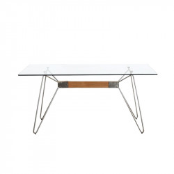 Table ZELIA - Brushed steel & Oak