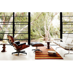 Lounge chair & Ottoman Palissandre précieux / Cuir noir