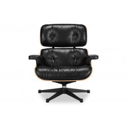 Lounge chair & Ottoman Palissandre précieux / Cuir noir