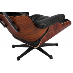 Lounge chair & Ottoman Palissandre précieux / Cuir noir