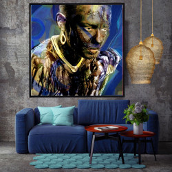 Toile "MAMMA AFRICA" Blue & Gold by KUNST