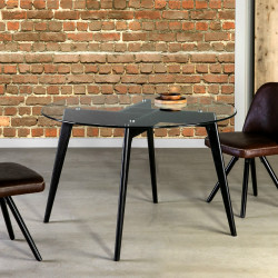 TABLE A MANGER CRISTAL RONDE - Black Edition