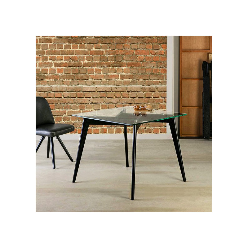 TABLE A MANGER CRISTAL CARREE - Black Edition