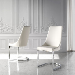 CHAISE VAGA Cuir Blanc
