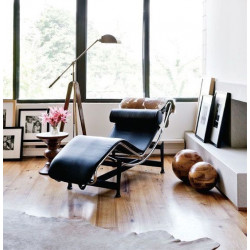 Chaise longue CORBU Cuir de Vachette noir