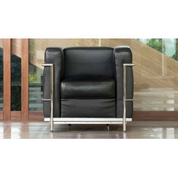 Grand Confort CORBU Cuir de Vachette Noir - 1 place