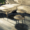 Trio de tables YOKO - Noyer cendré / Laiton doré
