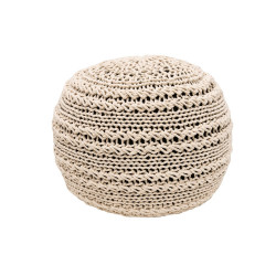 Pouf BISHA - Maille tressée beige & intérieur noir