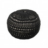 Pouf BISHA - Maille tressée noire & intérieur beige