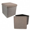 Pouf/Coffre pliable KOBE - Toile grise & motifs cuivrés