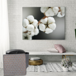 Pouf/Coffre pliable KOBE - Toile grise & motifs cuivrés