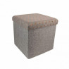 Pouf/Coffre pliable KOBE - Toile grise & motifs cuivrés