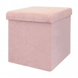 Pouf/Coffre pliable KOBE - Velours blush & motifs or